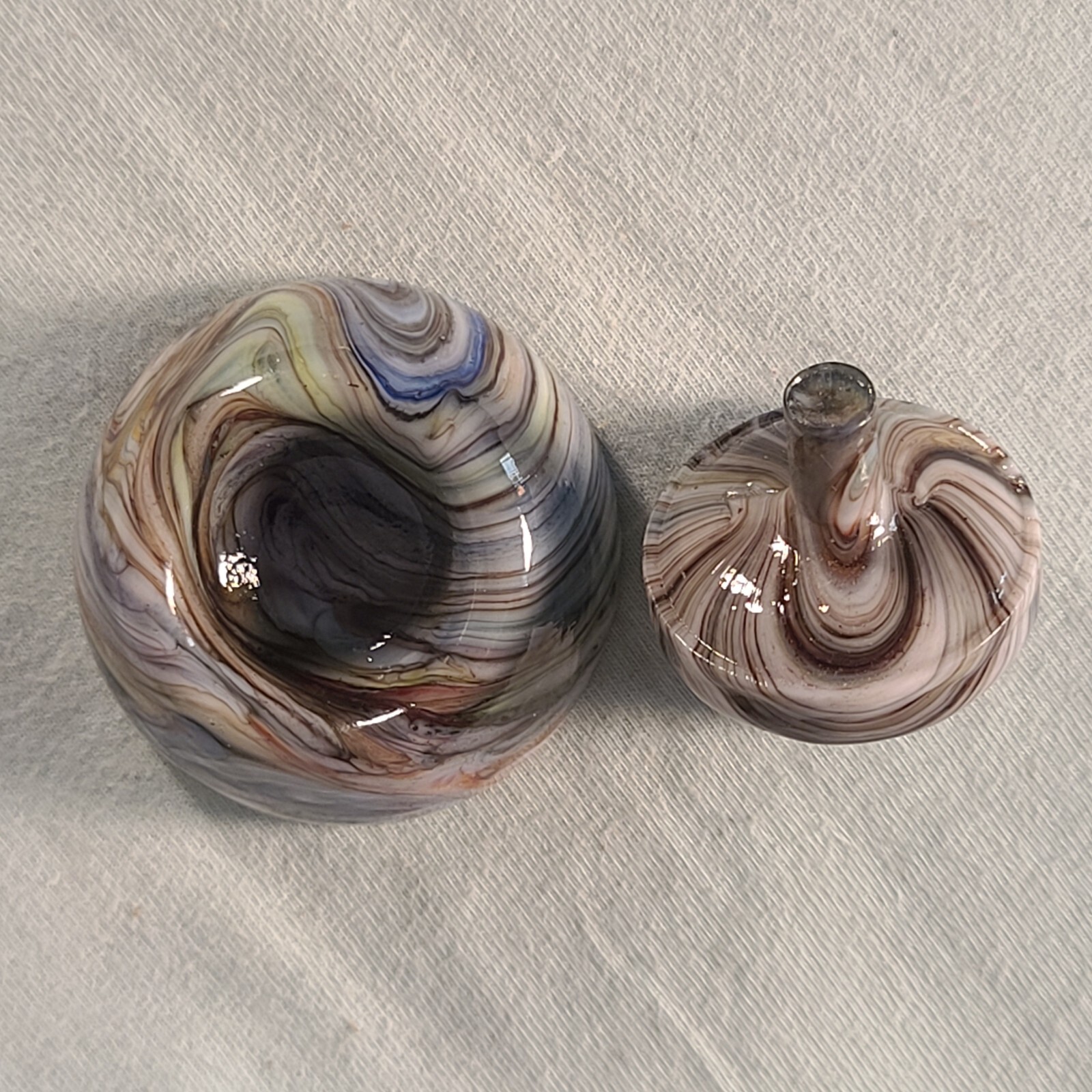 ANDY DAVIS, Glass Art Spinning Top & Base, Jabo Joker Run (?), #360B