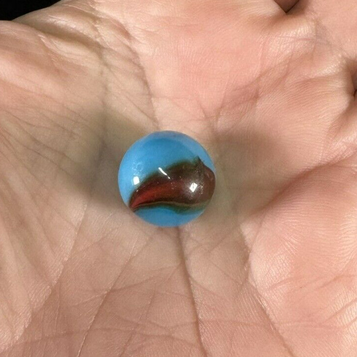 Vintage Glass Machine-made Marble – SPIDER-MAN or SUPERBOY? – 1/2″ [SM1]