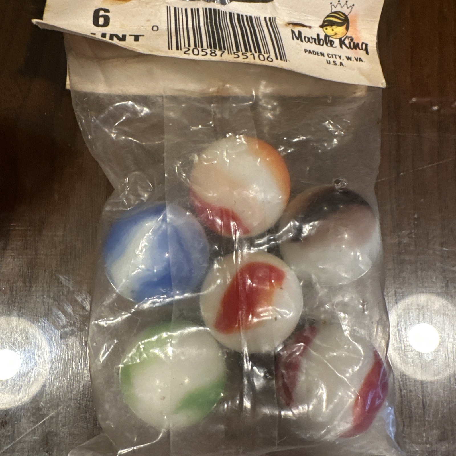 New Old Stock MARBLE King BOWLERS 6 MARBLES IN ORIGINAL PACK, 7/8 inch T41