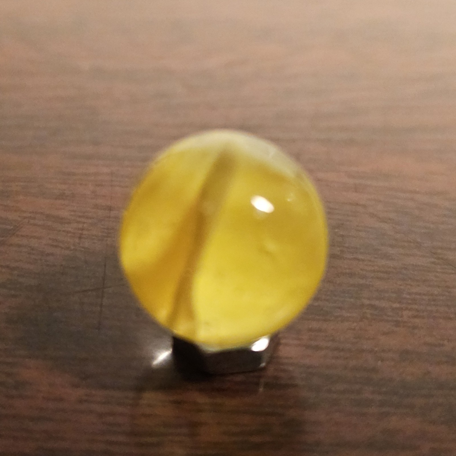 C E Bogard Yellow Cadmium Glow Cats Eye Clear Glass Marble