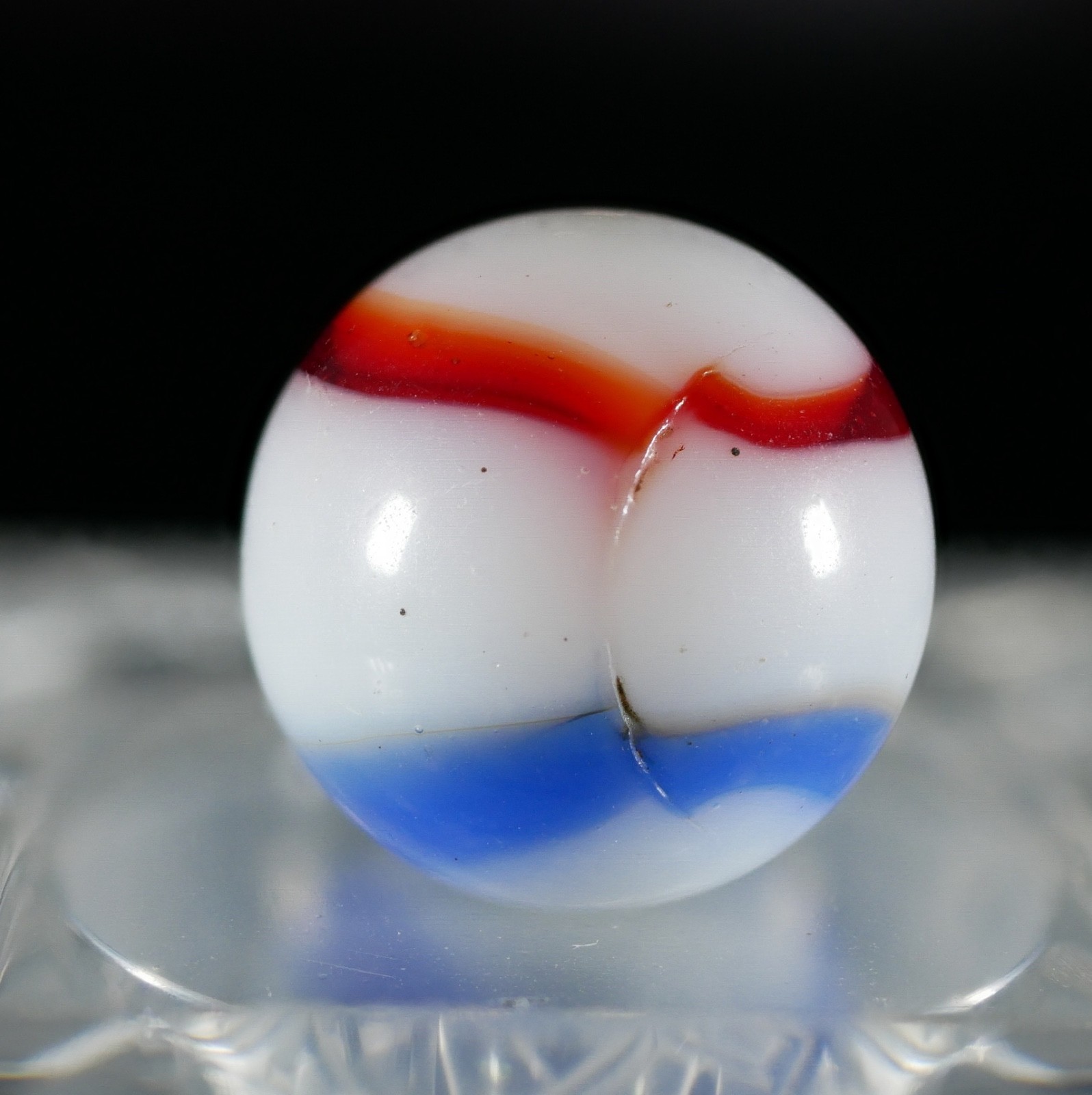 Peltier Rainbo RWB Red White Blue Patriotic Non-Flip-Flop Marble 9/16″ NM