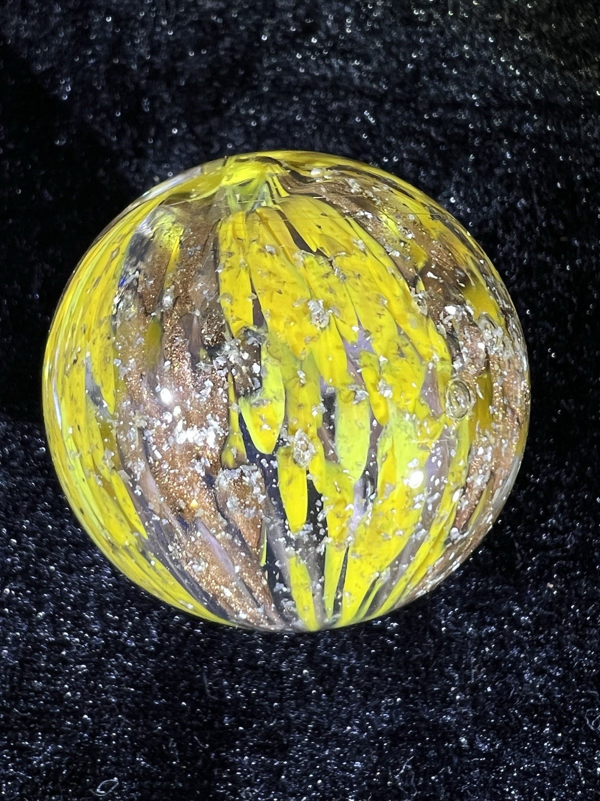 1 1/2” Chuck Stafford Furnace Aventurine / Mica Marble Signed CS