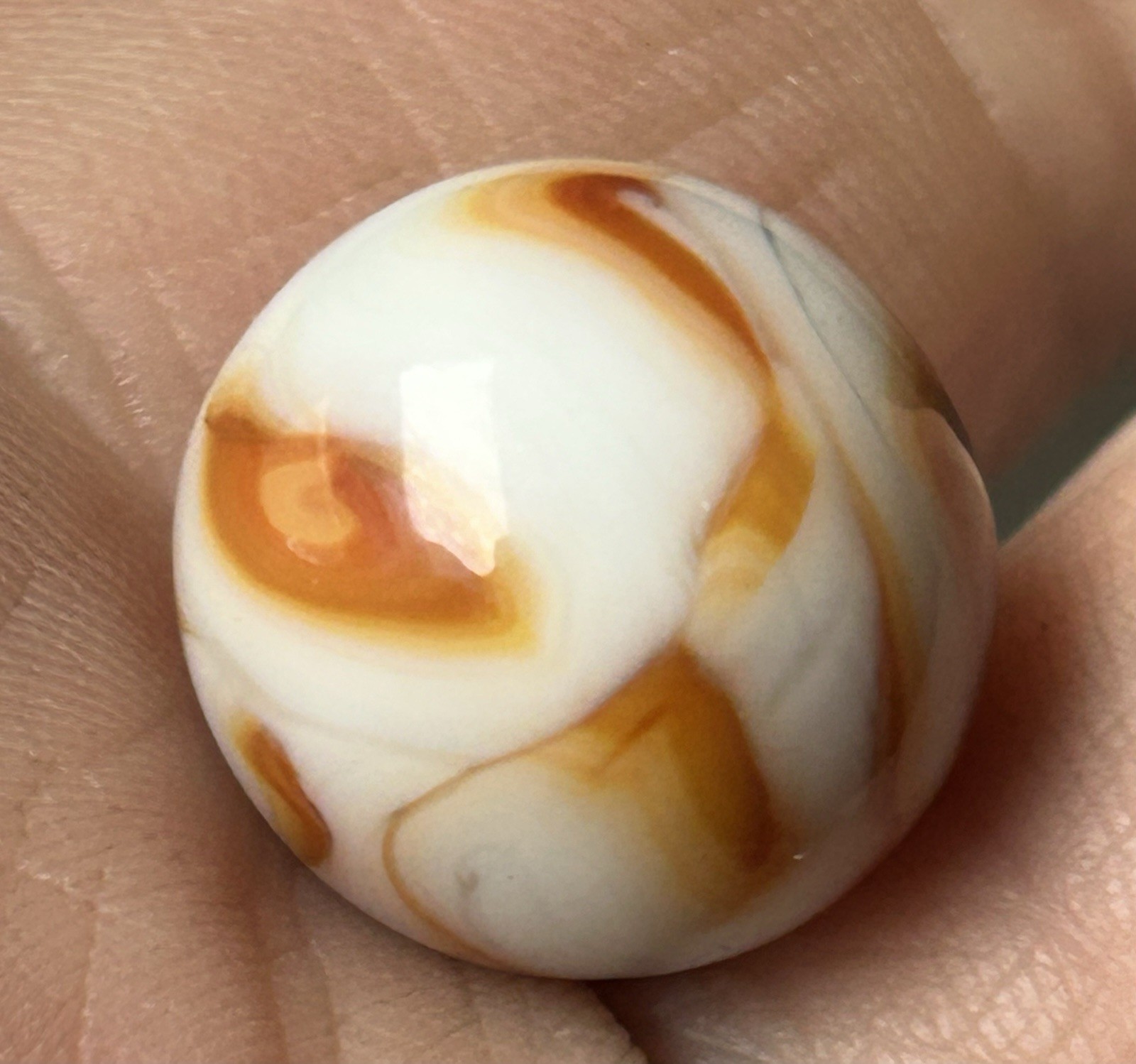 Vintage Alley Agate Or Heaton 0.64” Copper Ribbon Swirl Marble NM!