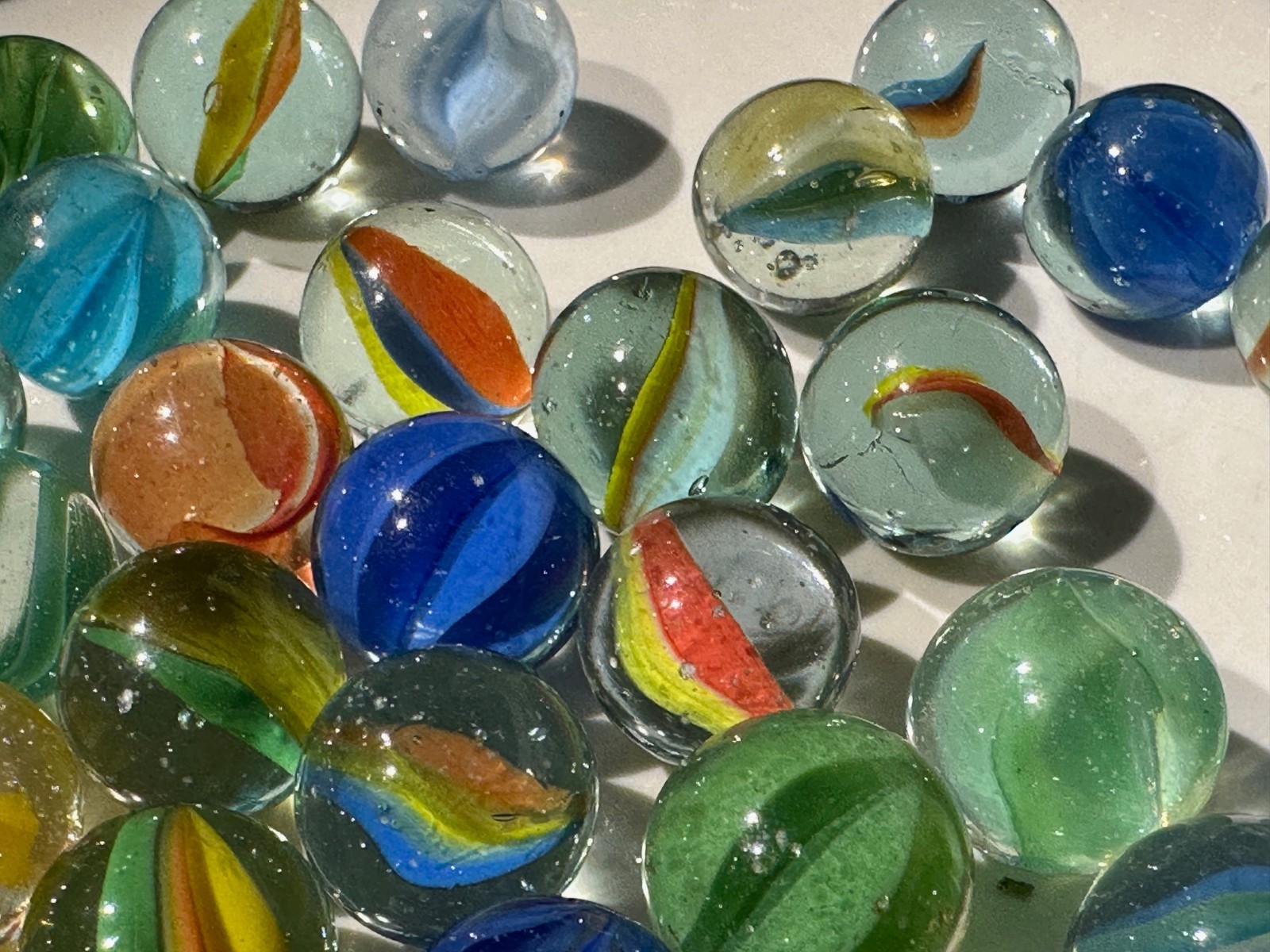 MARBLES Vintage Lot of 77 Cats Eye Glass Multi-Colored Variety Barn Find OR, USA