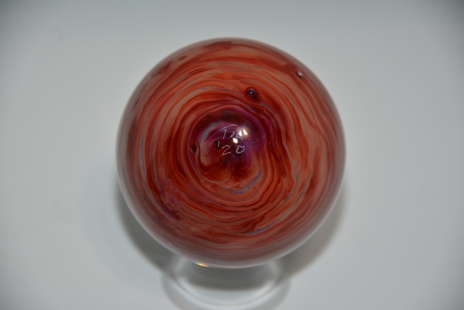 Contemporary art glass handmade borosilicate “flower” marble 2.153 inches tall