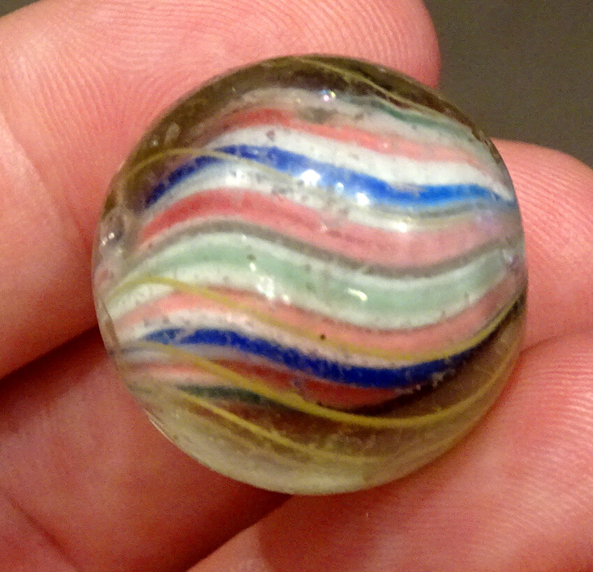 STUNNING! German MARBLE Estate Fresh ANTIQUE Vintage LATTICINIO CORE SWIRL Twist