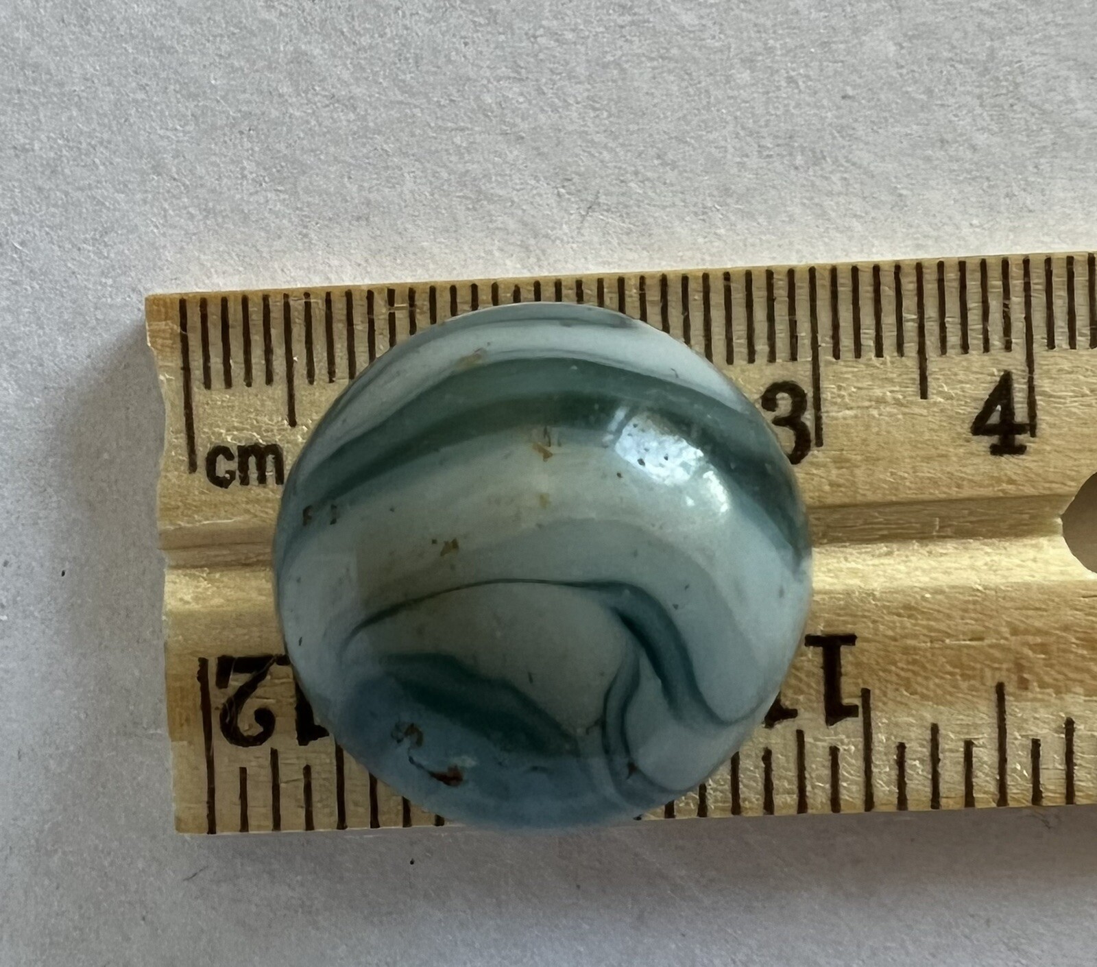Antique Vintage Blue & White Opaque Swirl Marble Shooter
