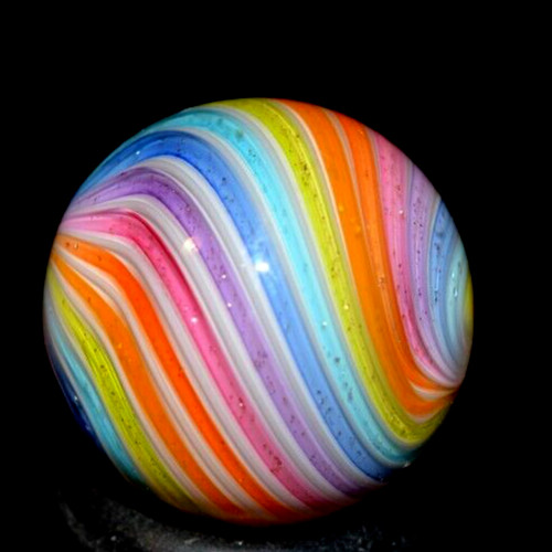 HOT HOUSE GLASS MARBLE/.689″-PASTEL DICHROIC PLAYER # 111-TANGERINE,MAGENTA+