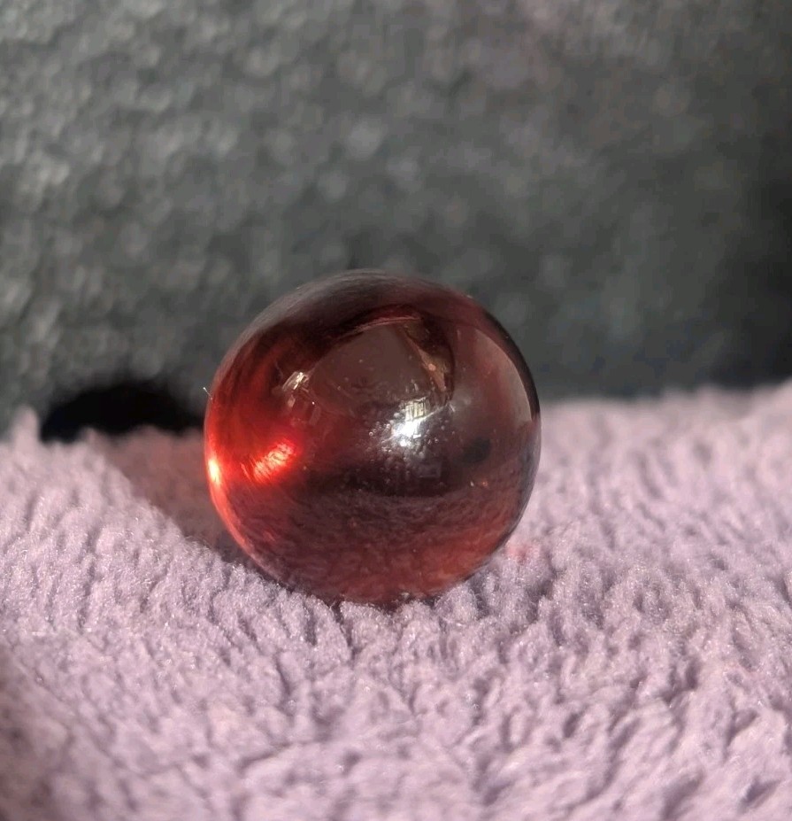 UV Reactive Cadmium Red Clearie Vintage Glass Marble .61 Orange Swirl Glow
