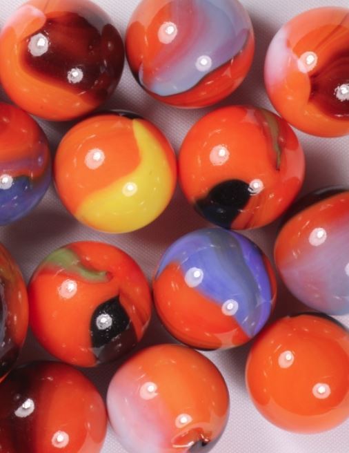 Pk of 5 Mixed Colors 16mm Clownfish Glass Mega Marble Players Vacor