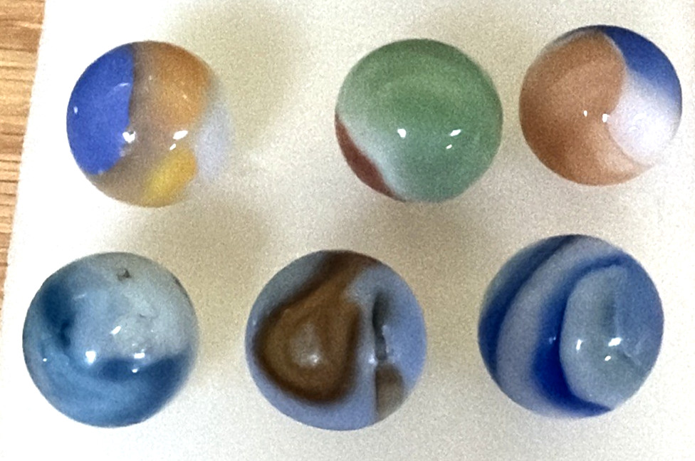 Old Lot of 6 Agate Christensen Peltier Vitro Art Glass Swirl Marbles As Is
