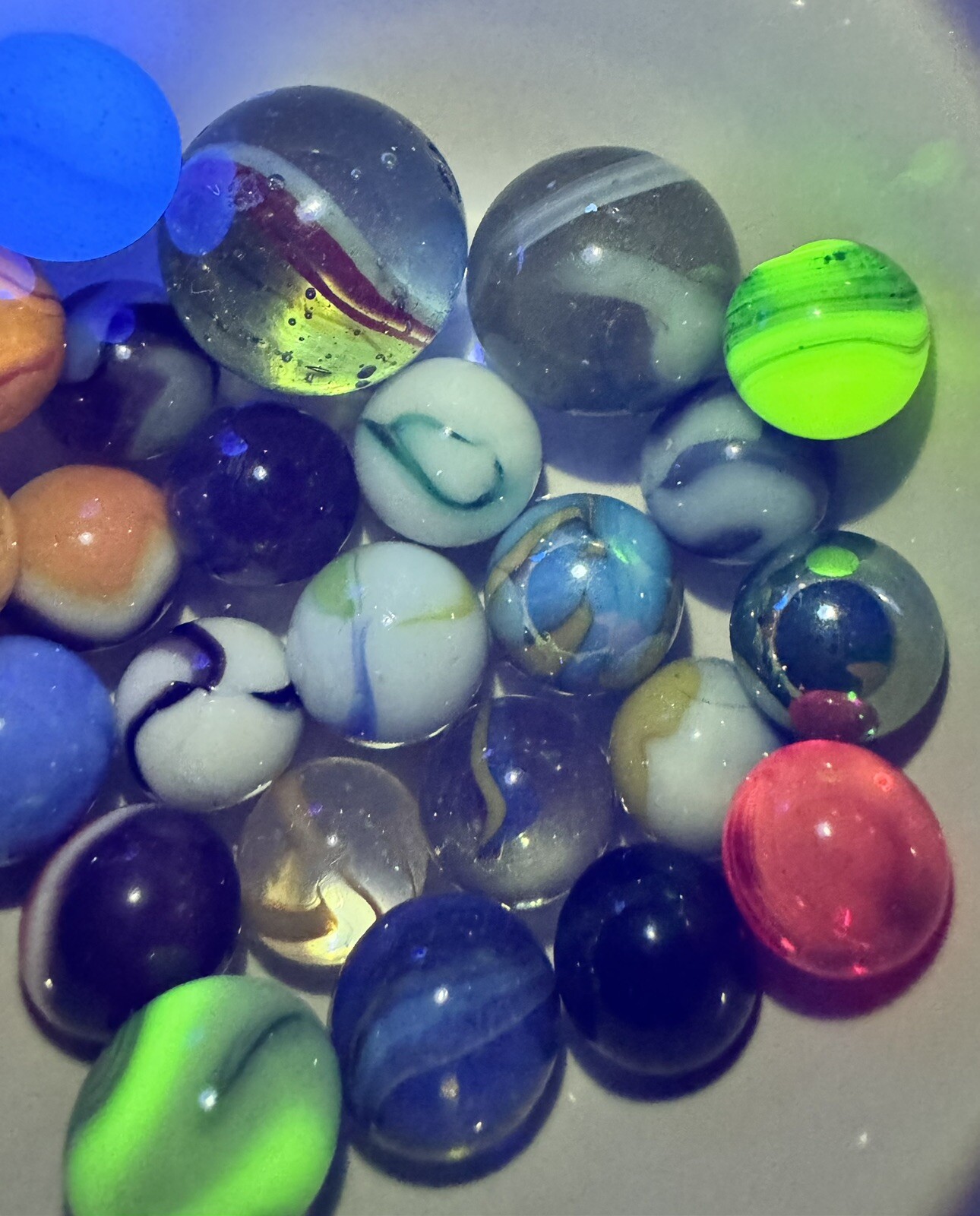 Vintage Marble Lot Of MARBLES UV Reactive Cadmium Uranium Lot #79