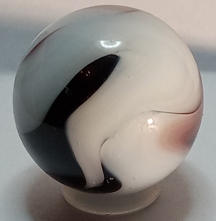 Vintage Marble Premium RAVENSWOOD WV Swirl White Plum Brown 9/16″ NM 1940S-50S