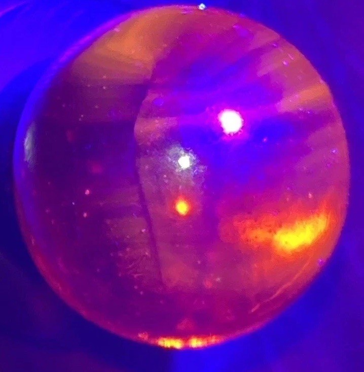 VHTF CAC. Christensen Agate Co. Glass Marble~Transparent Amber UV Sleeper 13mm