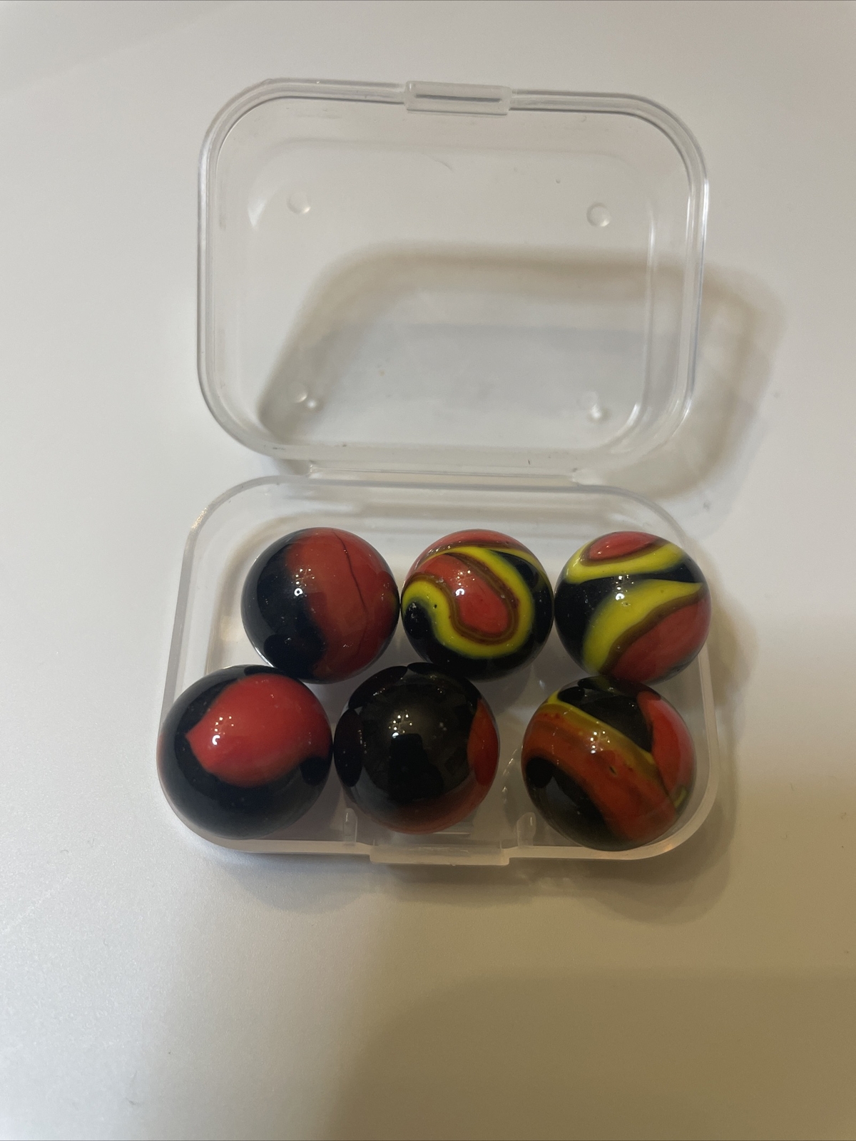 LOT OF SIX VINTAGE GLASS MARBLES ~ NICE COLORS, VERY GOOD CONDITION {PRE-OWNED}