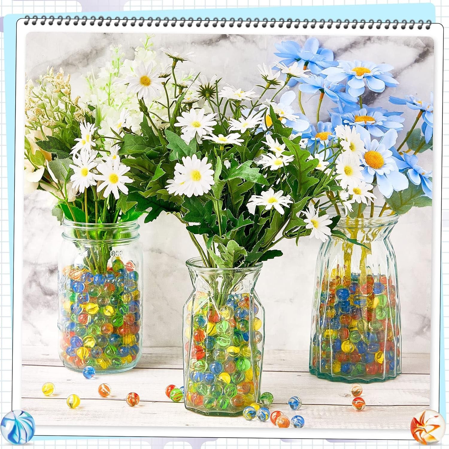 0.55” Solid Round Glass Marbles – 1500 Pcs for DIY, Games, and Home Decoration