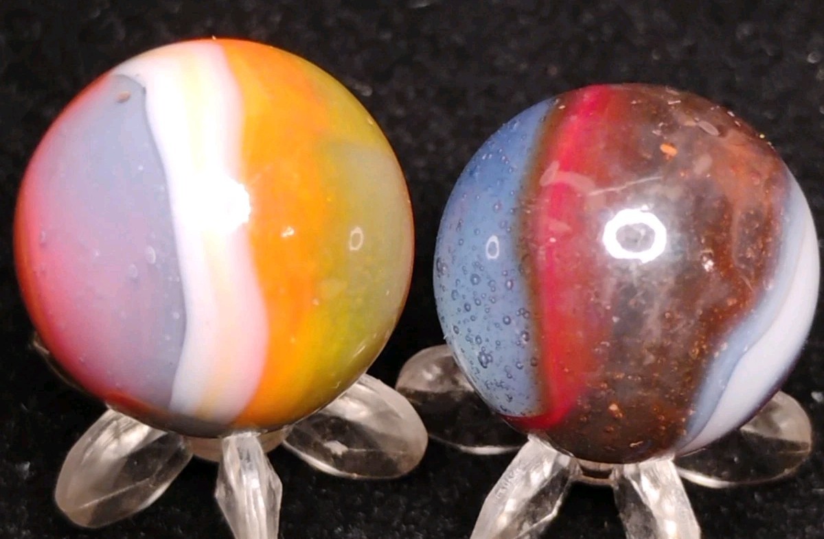 .64″-.61″ VINTAGE PELTIER MARBLES LOT🔥 RARE TOYS- NM+/-
