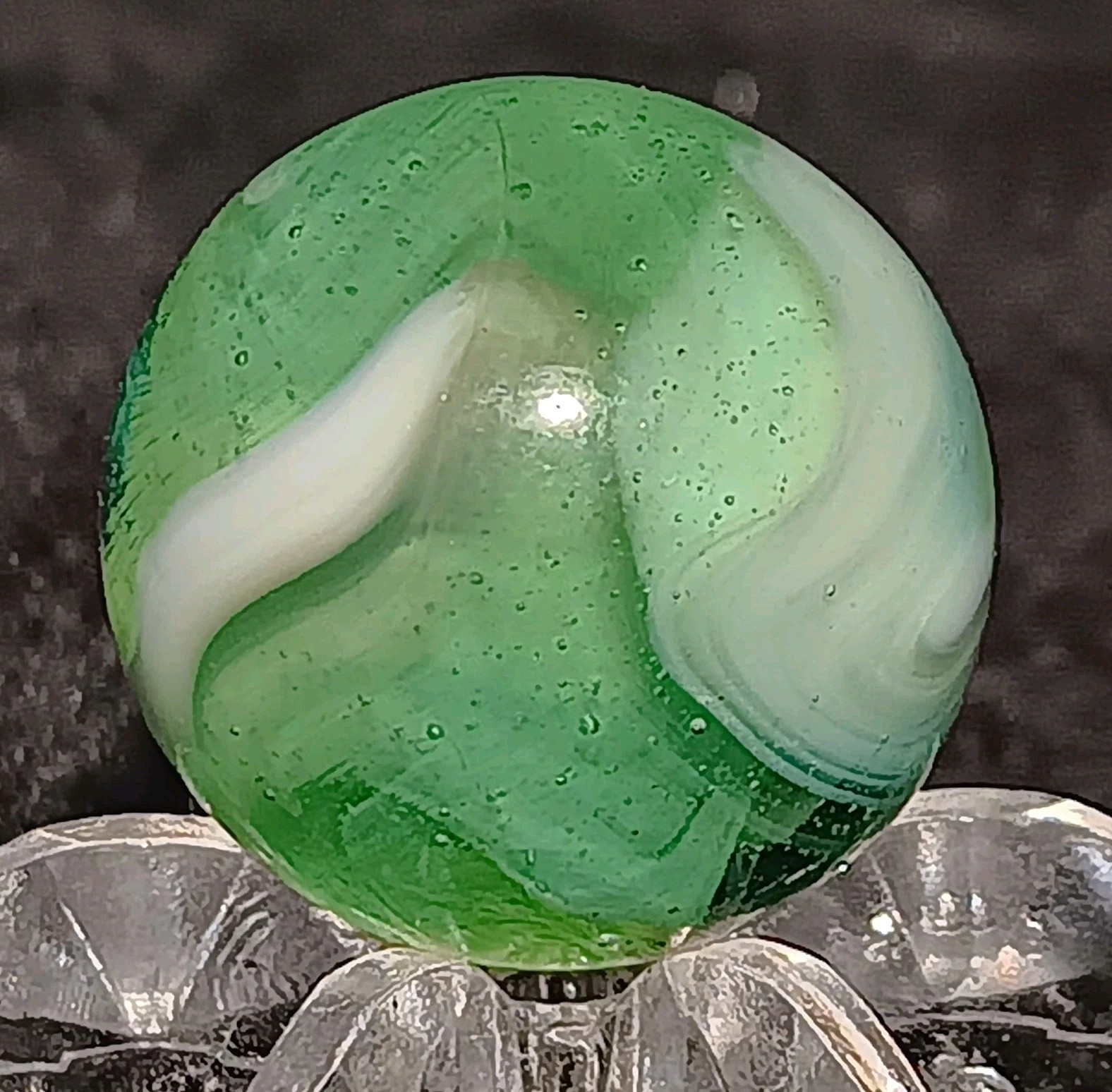 Vintage Marble Cairo Novelty Transparent Swirl Marble. Uv. 61″ Mint. HTF Example