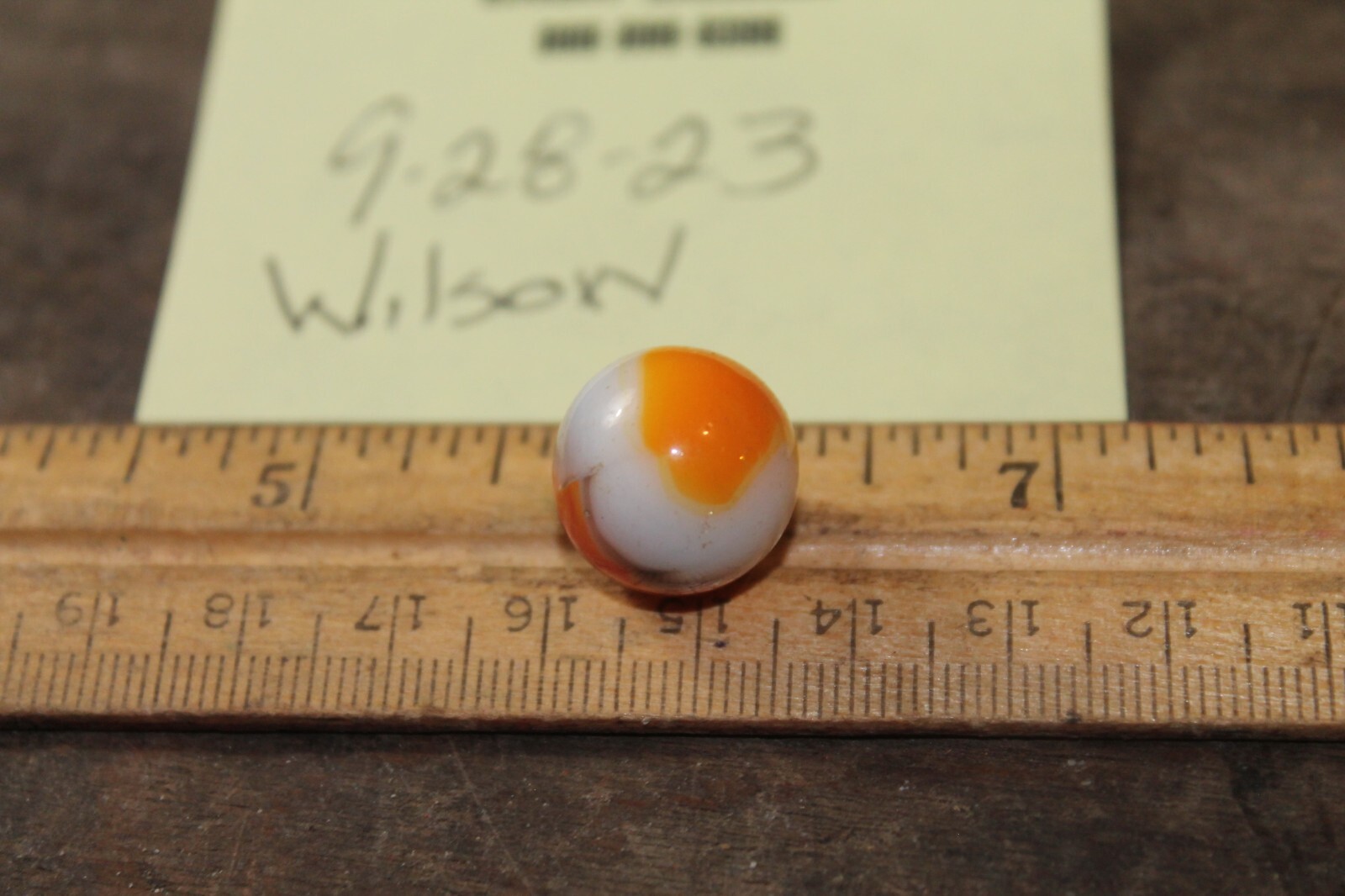 Vintage Glass Marble Orange White Brown Swirl