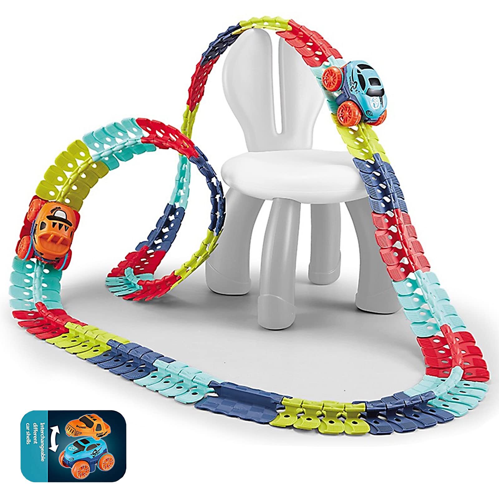 95PCS Car Track Set Race Track Toys for Boys Kids LED Light-Up Race Car Gift