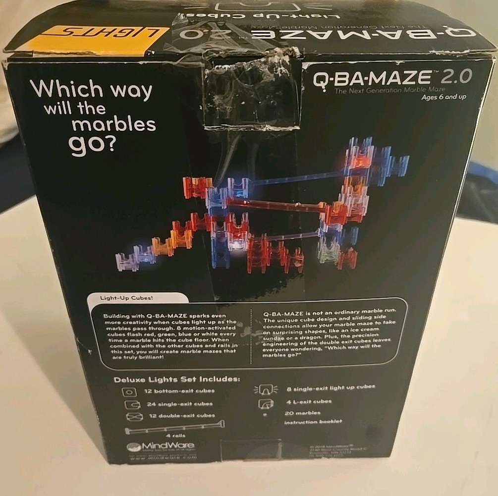 New – MindWare Q-BA-MAZE 2.0 Deluxe Lights Set – Ages 6+ | 1+ players