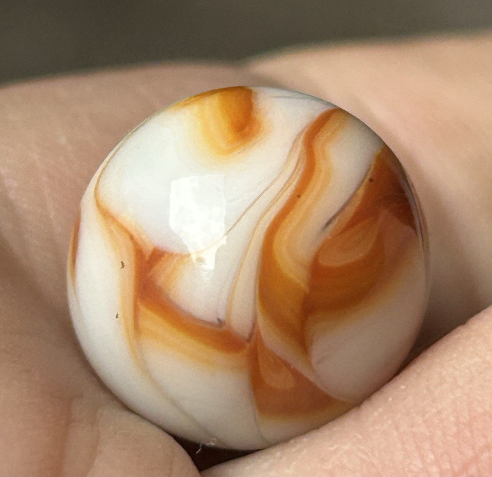 Vintage Alley Agate Or Heaton 0.64” Copper Ribbon Swirl Marble NM!