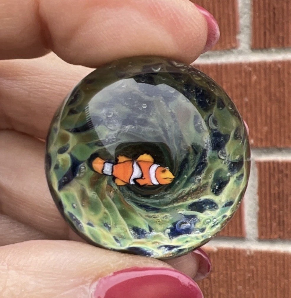 3D Clownfish Glass Marble, 1.2 Inches