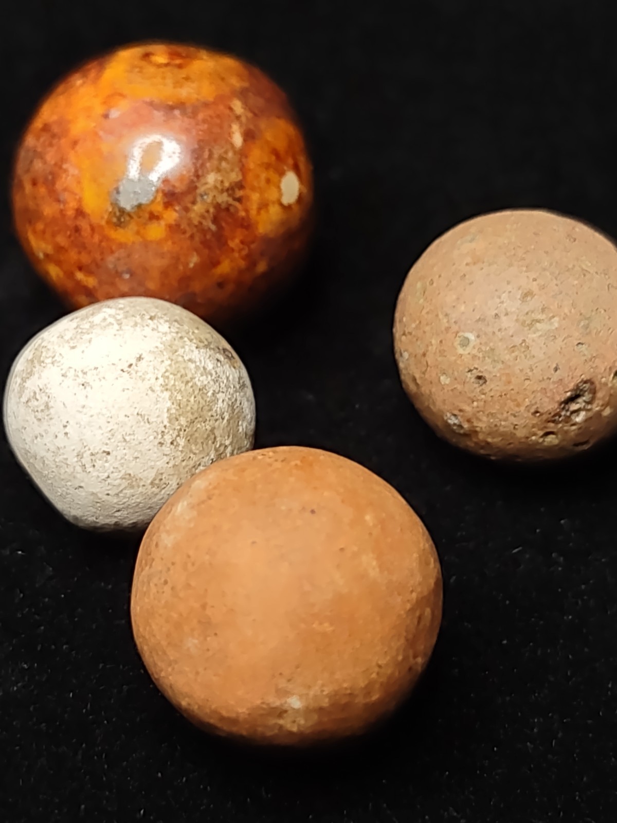 4x Pack Lot Antique 💎 ✨ Bennington German Clay Handmade MARBLES Currency .64″