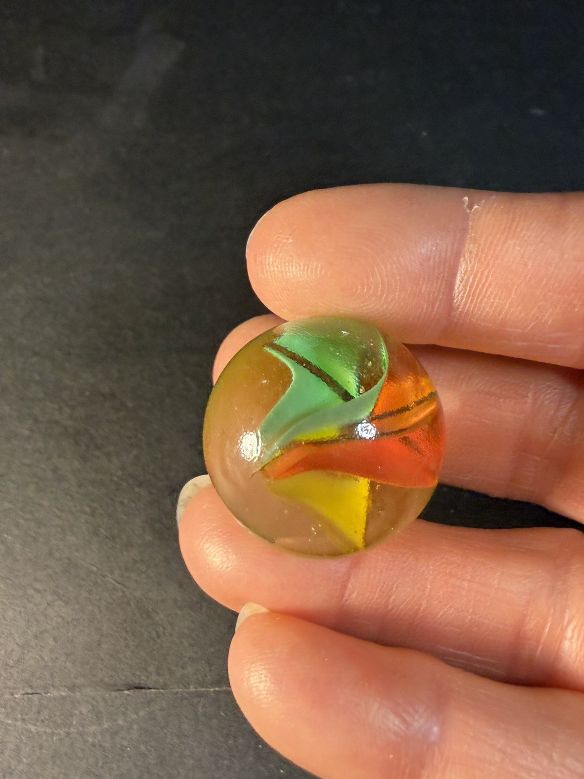 6 Cats Eye 1” Shooter Marbles Plus Two Other Solid Color Marbles