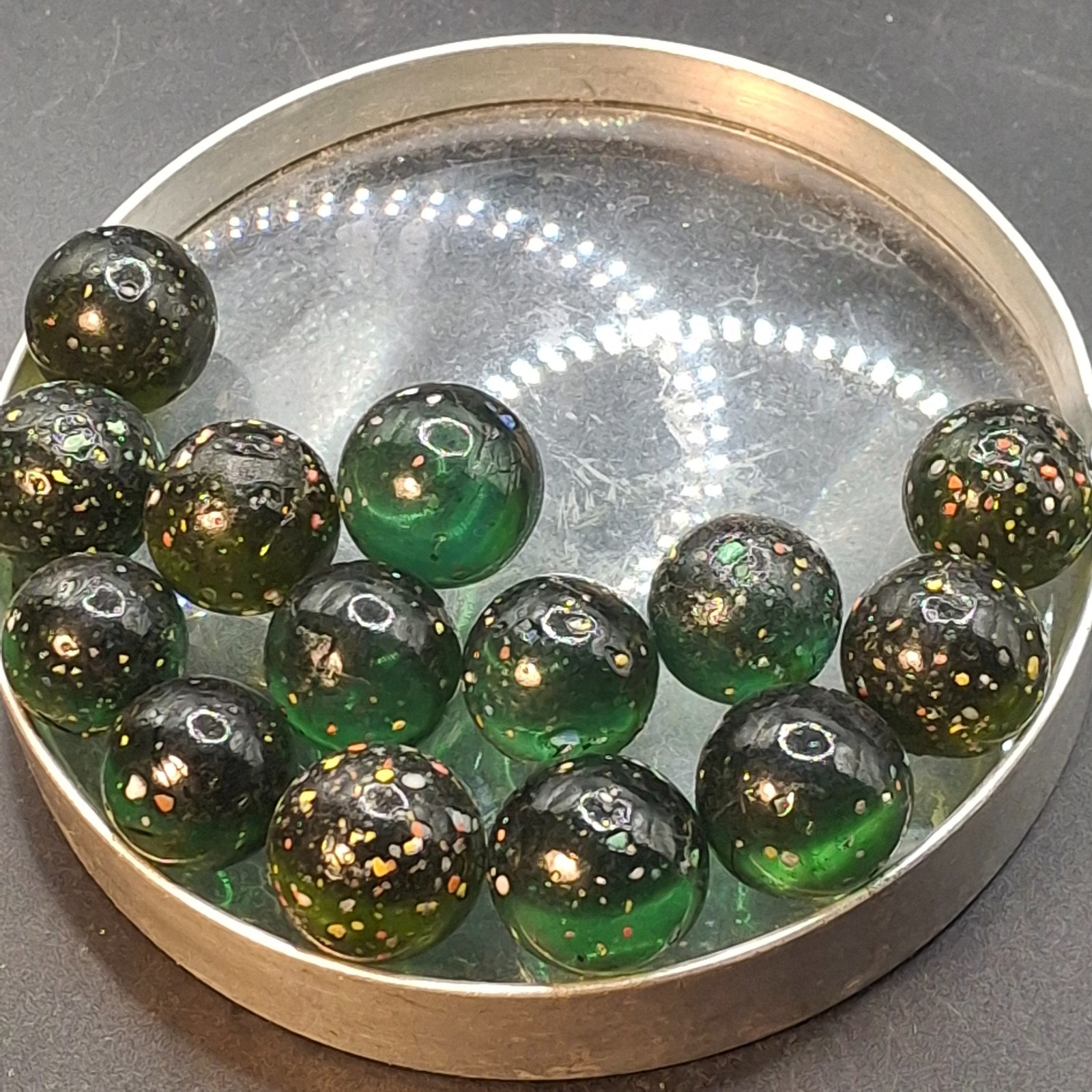 Vintage Vacor Destroyer Rocheux Confetti Glass Marble Lot of 14