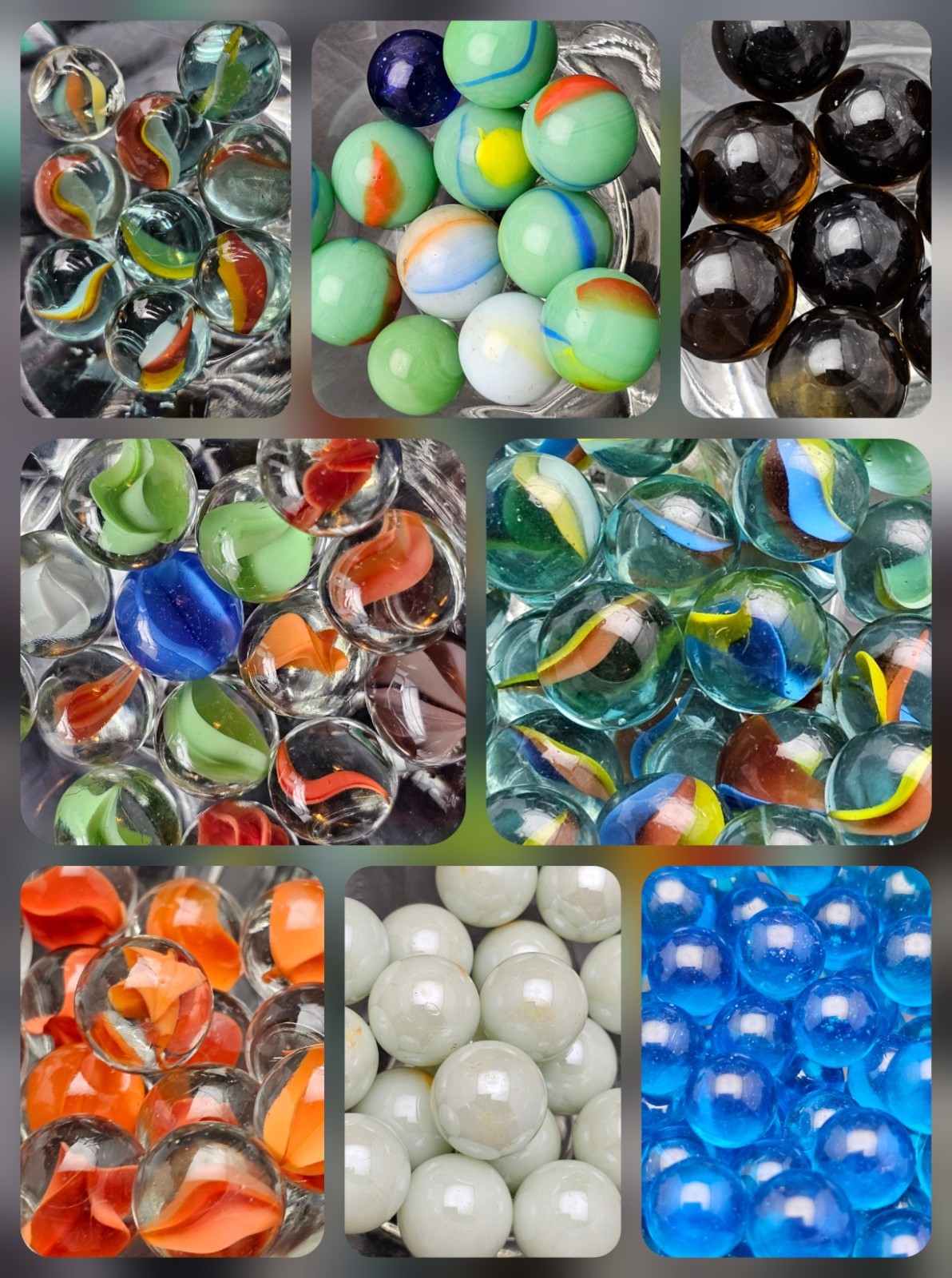Vintage Estate 2lb+ Mixed Lot 215 Toy Marbles- Swirl, 4-6 Vane Cat’s Eye, & More