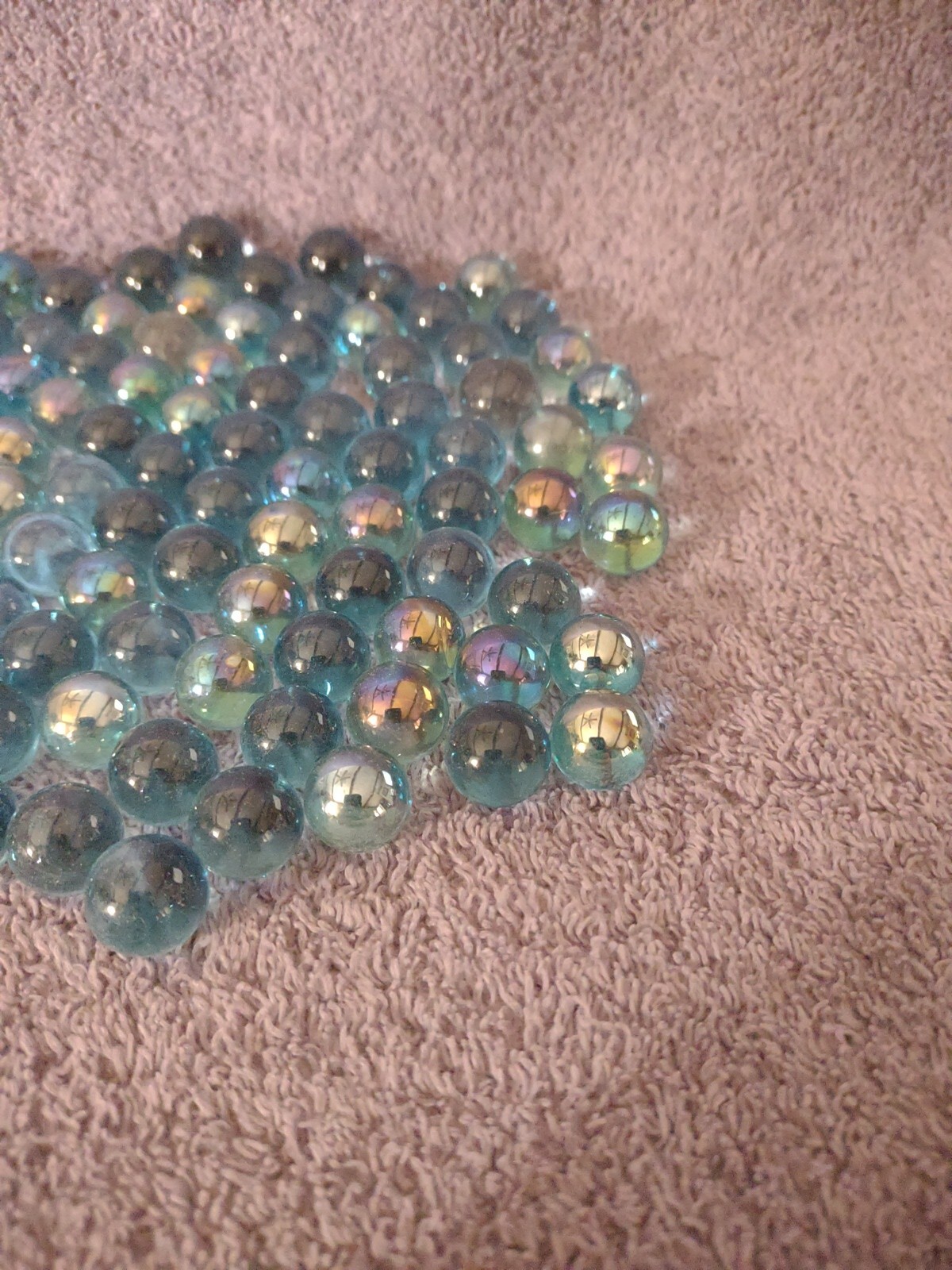 Lot of Mixed Marbles – Clear Blue & Clear Iridescent Blue Marbles