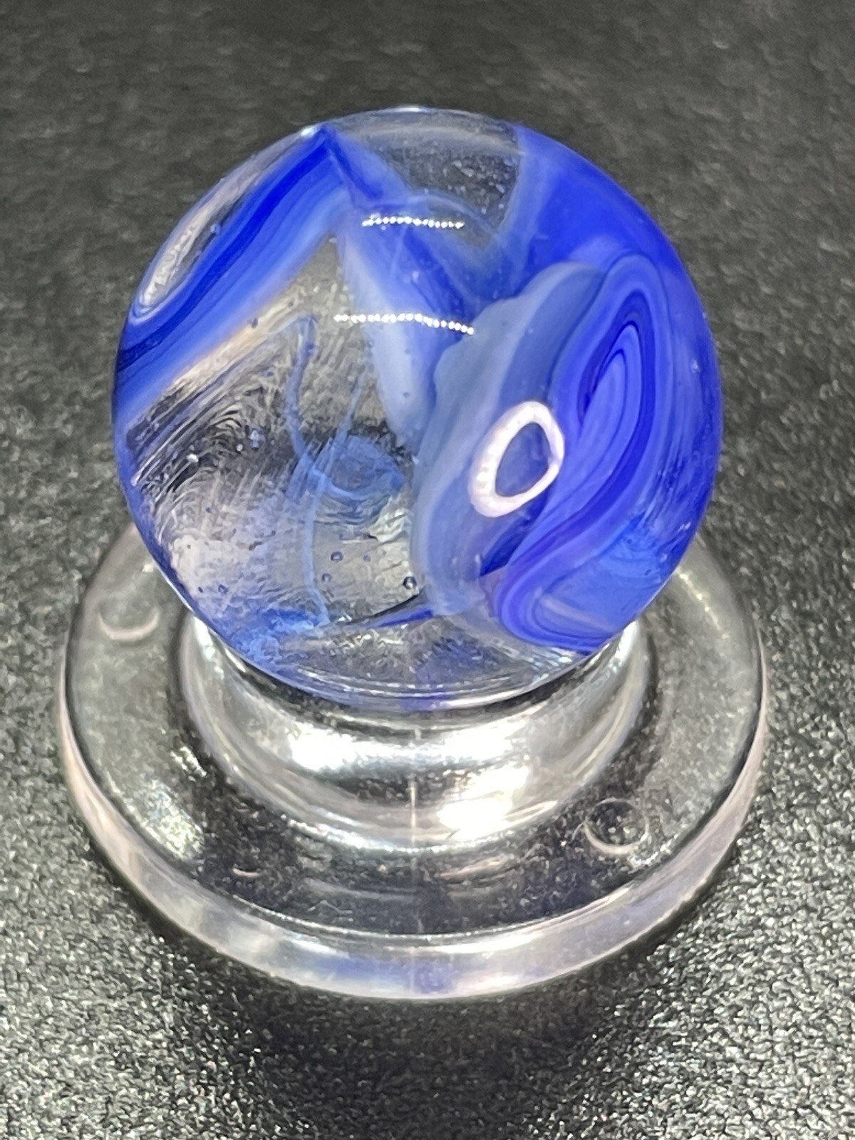 Blue Clear Base Snake Style Swirl Wirepull Alley Or Other Vintage Marbles 0.591”
