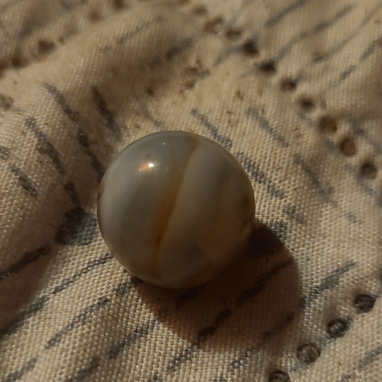White & Brown Swirl Glass Toy Marble, Handmade – Ages 4-7 8-11 Years