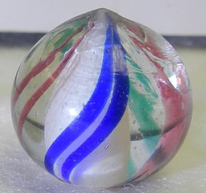 #20252m Vintage German Handmade Solid Core Swirl Marble .73 Inches *Mint*