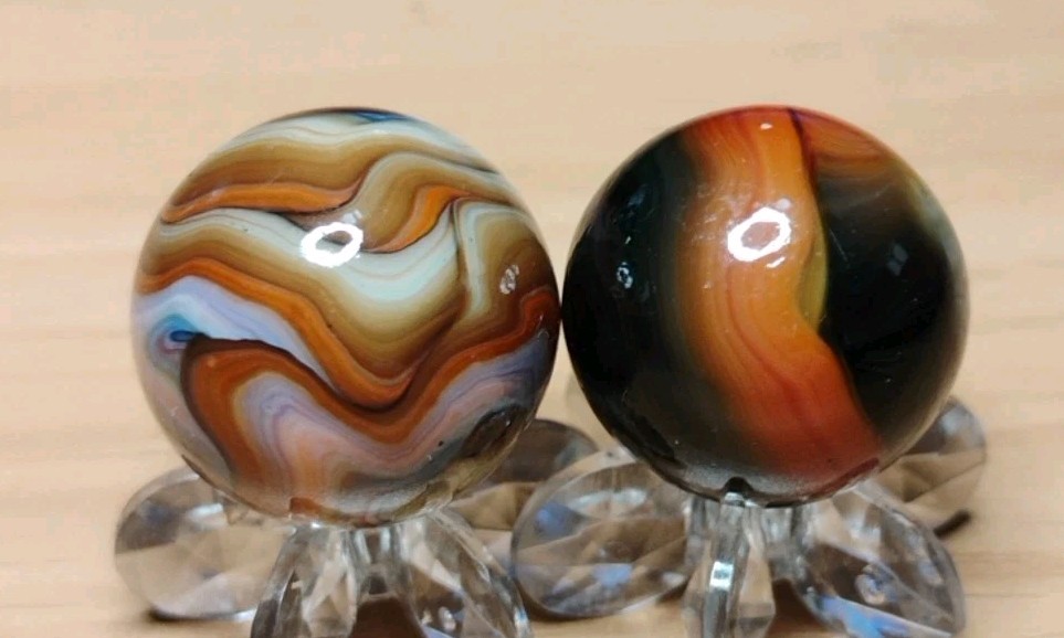 .76″-.73″ JABO/D.A.S. MARBLES🔥LOT X2 GLASS SWIRL TOYS NM