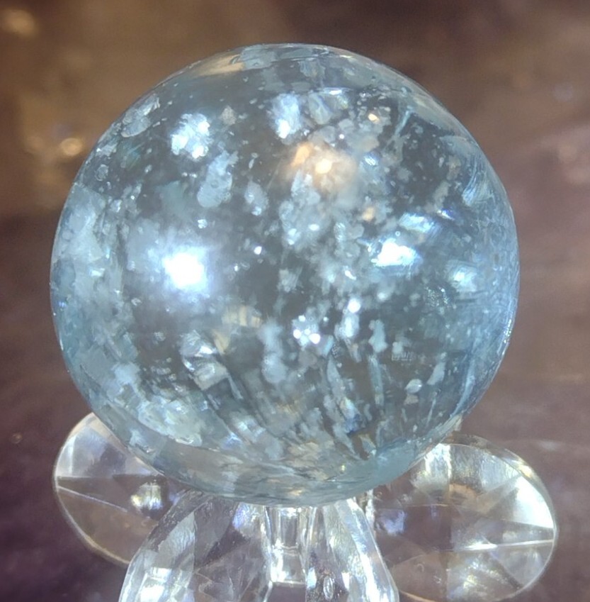 .84″ TWISTED SILVER MICA – RARE VHTF ANTIQUE GERMAN MARBLES-NM