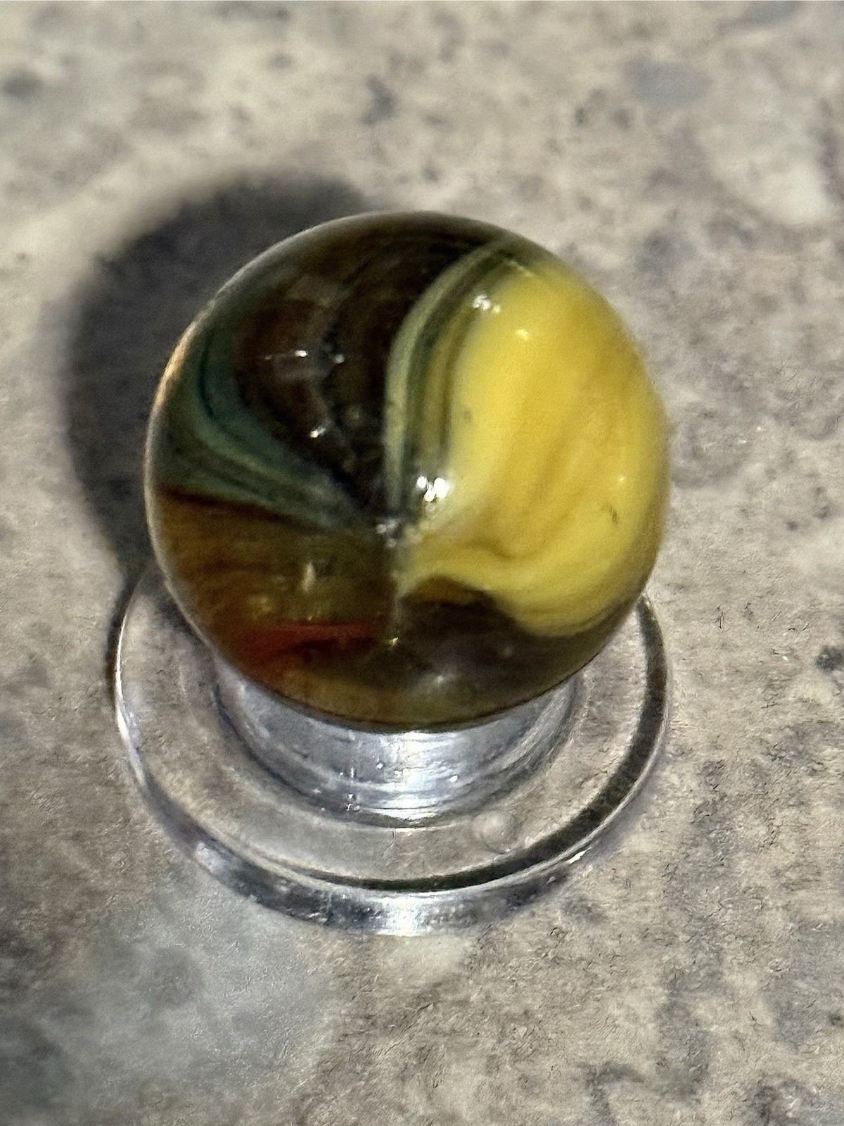RARE 40’s NM/M Peltier Rainbo “LEMONADE OXBLOOD” Marble 0.697” UV REACTIVE! OBO