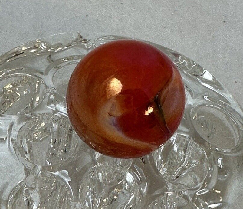 69/128 SHOOTER MARBLE SWIRLS OF RED, PURPLE & WHITE IRIDESCENT
