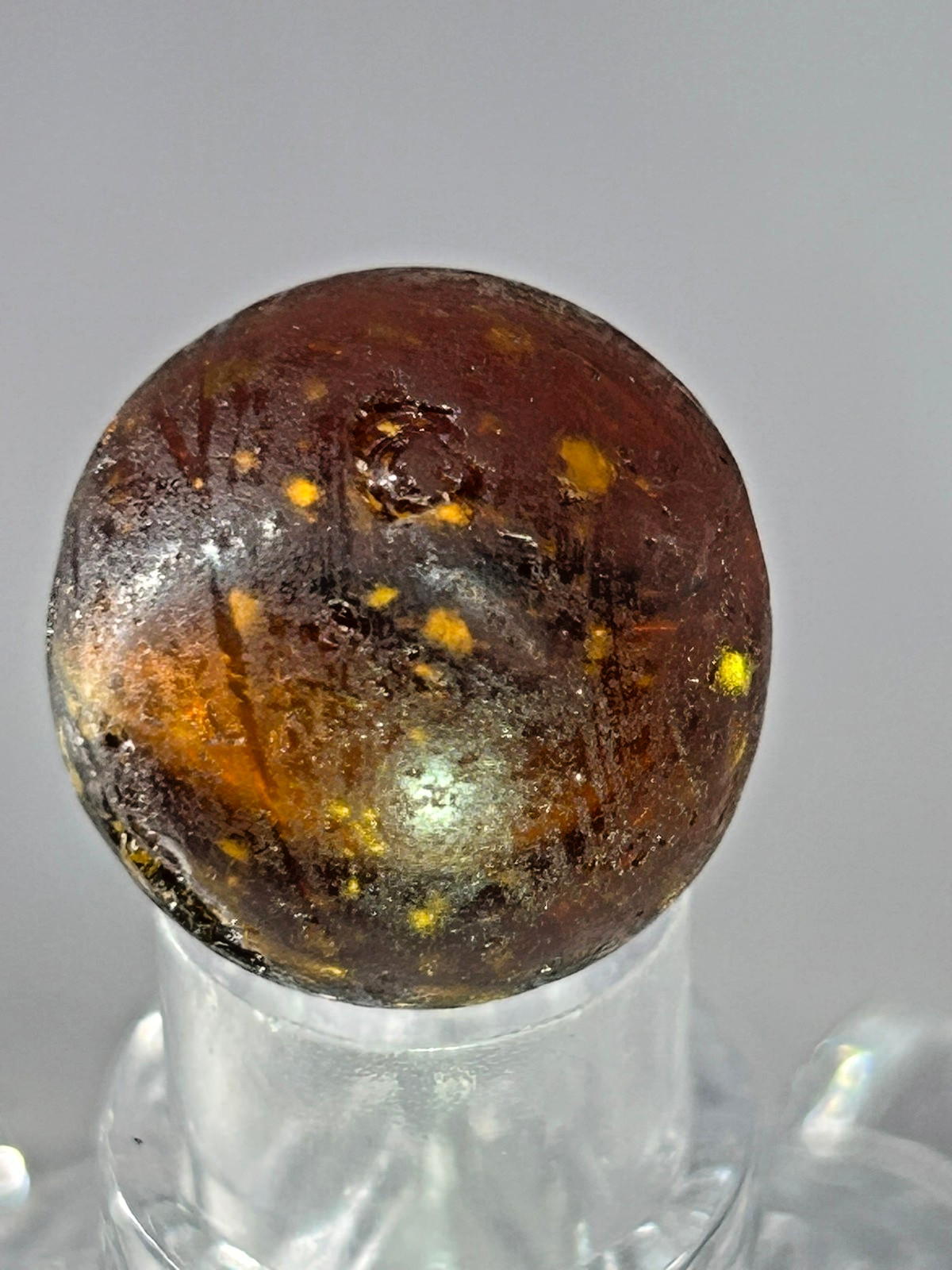 RARE Antique German Red Mica Gold Aventurine Marble 99/128″ NM+ M14