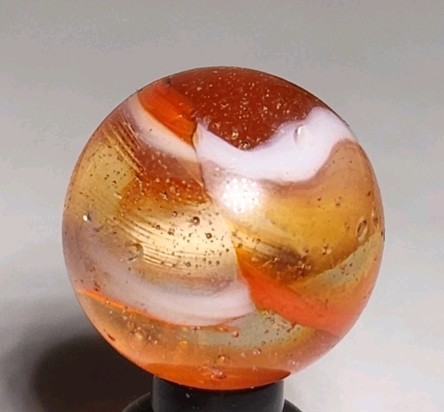 PELTIER GLASS CO. ‘Sunset Rainbo’ .63″ Vintage Marble NM+