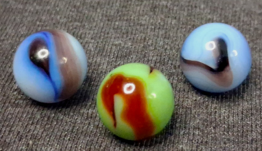 Vintage Alley Agate Set Of 3 Swirl Marbles 5/8″ All Mint Condition 526024
