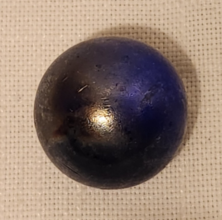 Vintage Pair 1″ Glass Marbles – Translucent Cobalt Blue Chrome / Iridescent