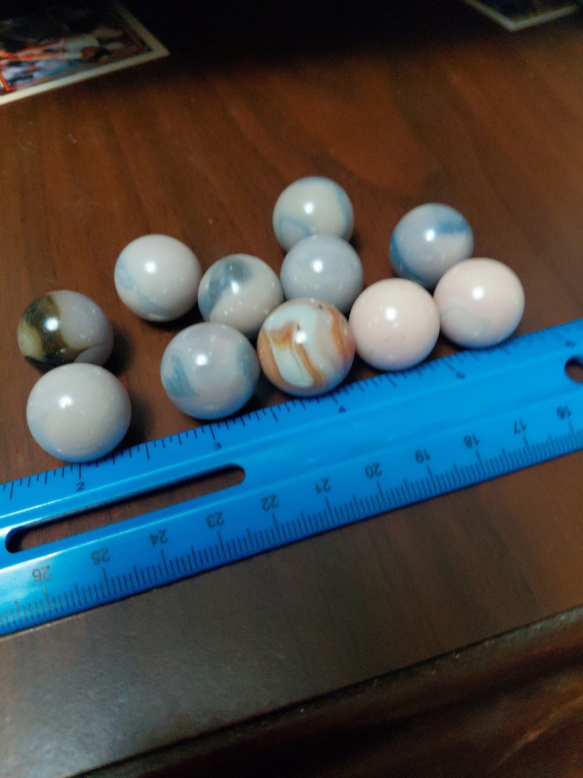 .75″ Vintage JABO White/blue Slag Marbles Uranium Glow LOT OF 11 Burmese