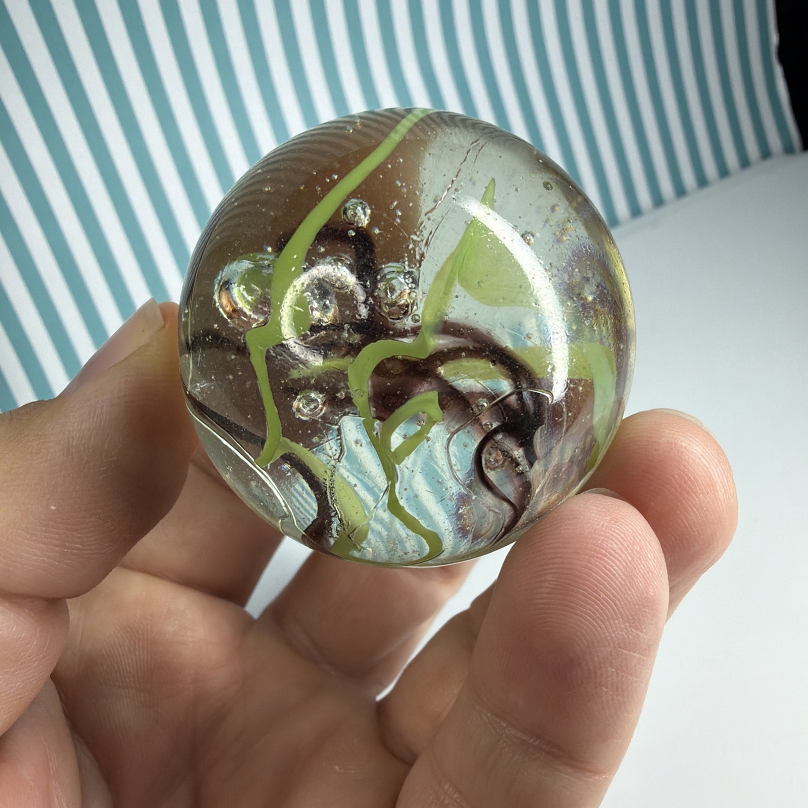 Vacor Commando Wire Pull Slag Marble ~1.9″ Toe Breaker Huge Mint Glass Marbles