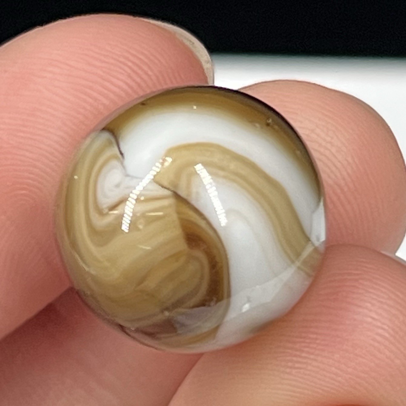 Vtg Glass Marble Akro Agate Peltier Christensen .60” Swampy Green Swirl