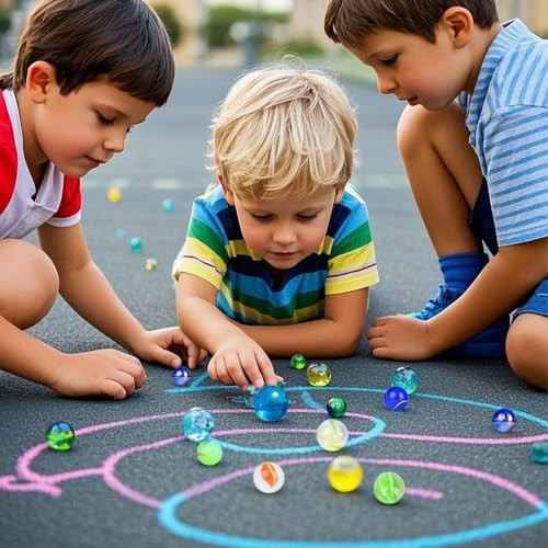 66PCS Assorted Glass Marbles for Kids – Colorful Bulk Toy for DIY & Home Decor
