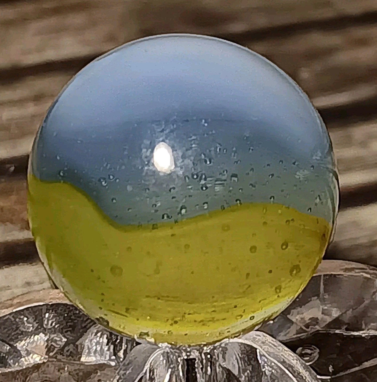 Vitro Agate Transparent Brushed Patch Marble. 5/8″ Mint. Uv Active.