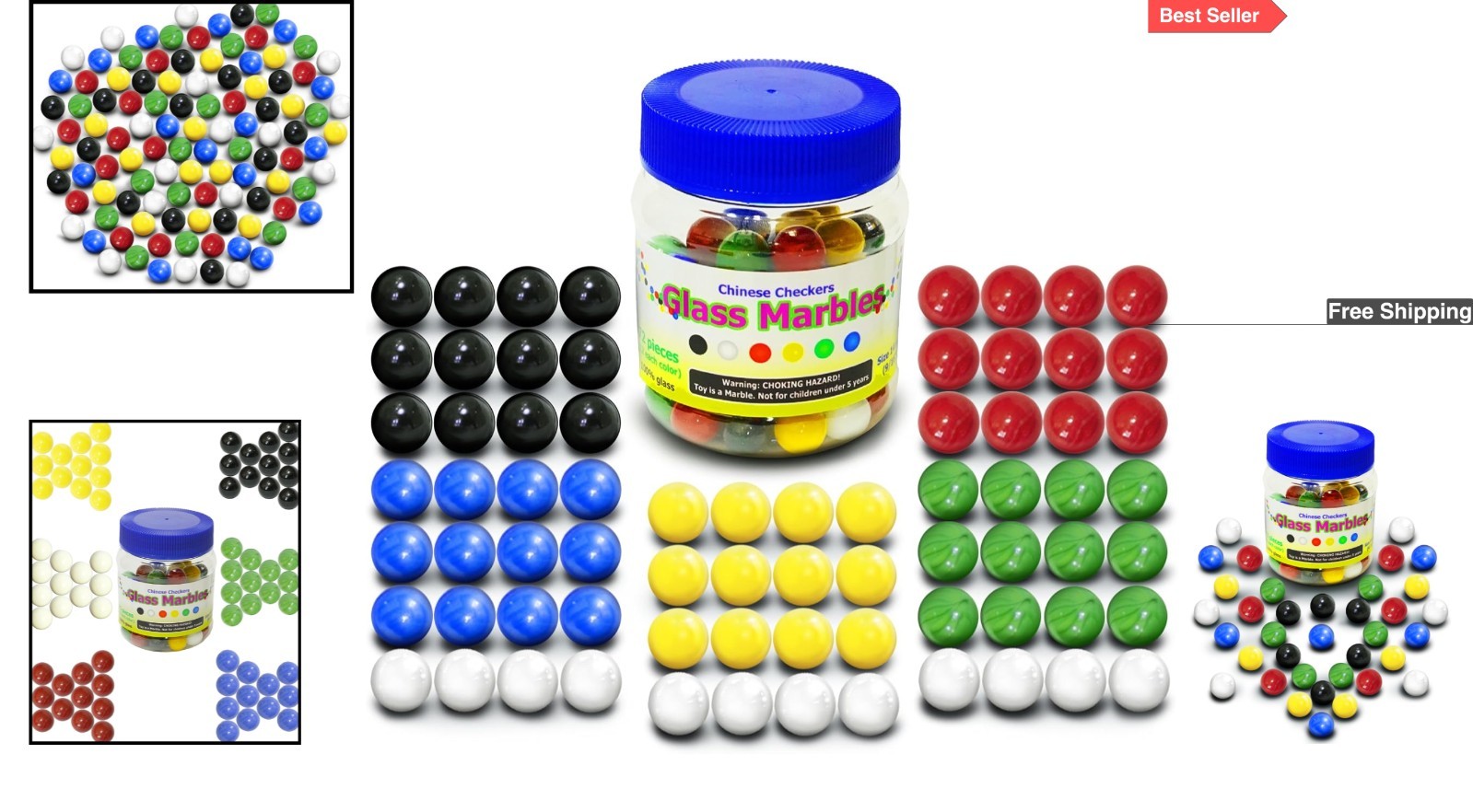Vibrant 72 Glass Marbles – Ideal for Chinese Checkers, Games & Skill Development