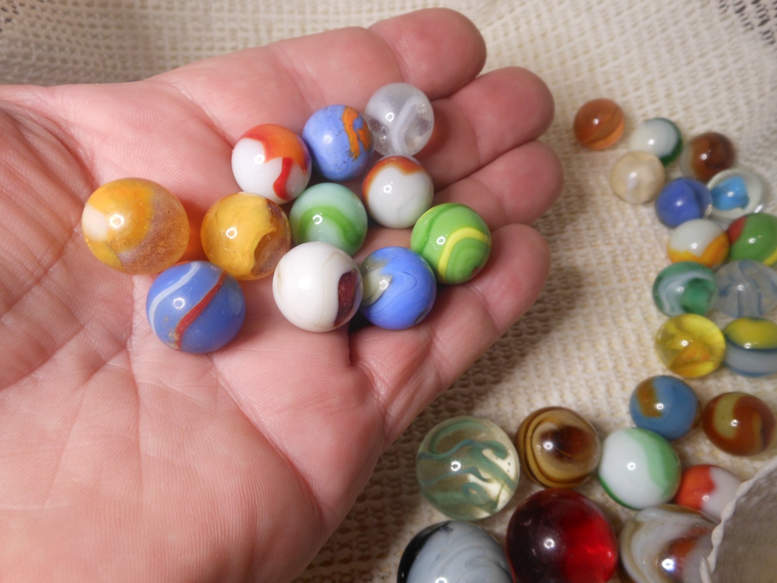 69 Variety Vintage Marbles Collectible Size Make Color Swirl Mix rare SEE VIDEO